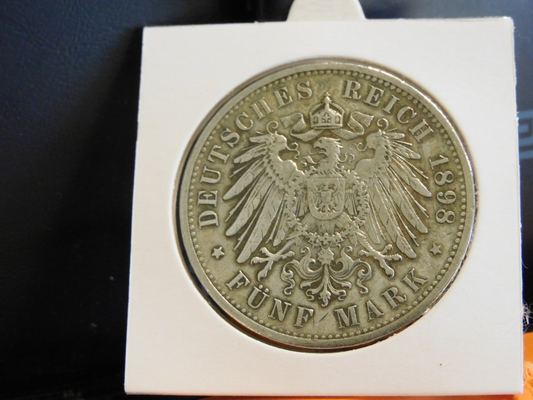  GERMANY 5 MARK 1898 PRUSSIA.GRADE-PLEASE SEE PHOTOS.   