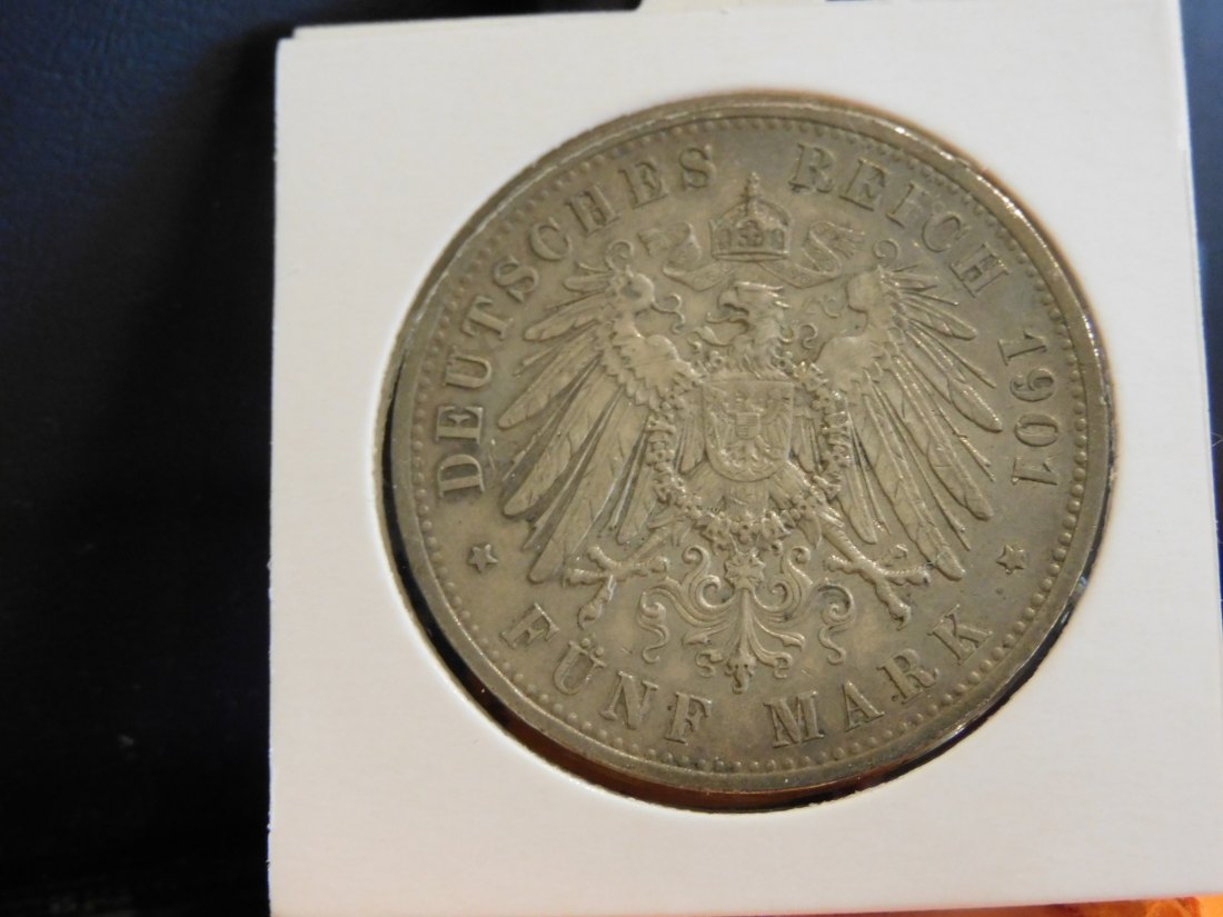  GERMANY 5 MARK 1901 PRUSSIA.GRADE-PLEASE SEE PHOTOS.   