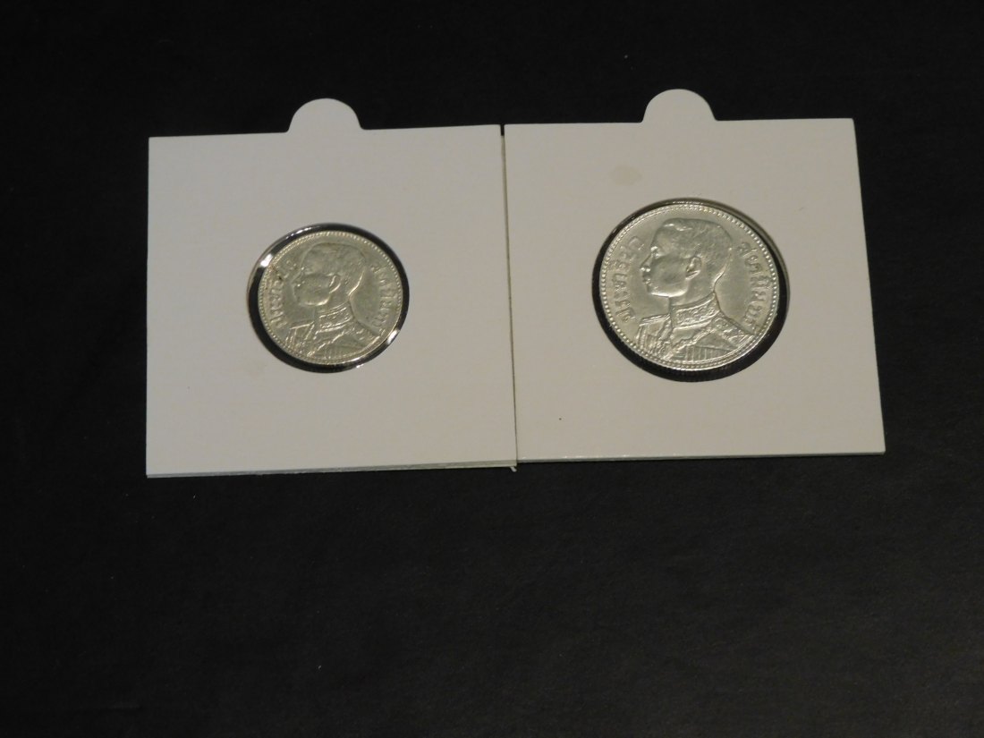  THAILAND 1/4-1/2 BAHT 1929.GRADE-PLEASE SEE PHOTOS.   