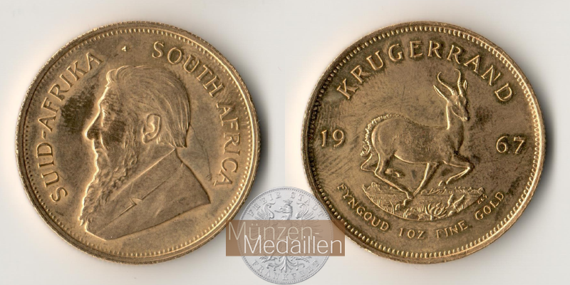 Süd Afrika MM-Frankfurt Feingold: 31,1g 1oz Krügerrand 1967 