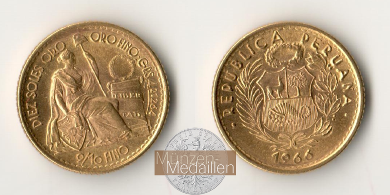 Peru MM-Frankfurt Feingold: 4,221g 10 Soles 1966 