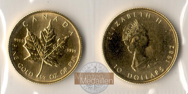 Kanada MM-Frankfurt Feingold: 7,78g 10 Dollar 1982 
