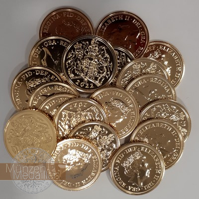 Grossbritannien, Elisabeth II. 1952-2022 MM-Frankfurt Feingold: 146,4g 20 x Sovereign div. Jgg. vorzüglich/sehr schön