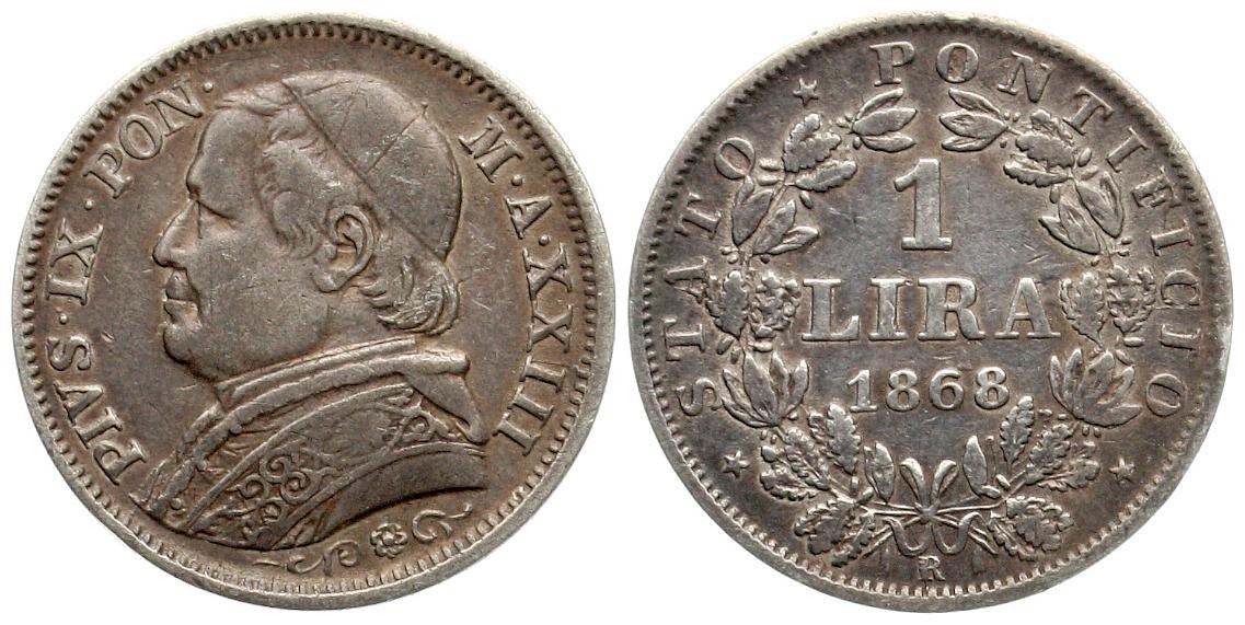  Vatikan: 1 Lira 1868, Papst Pius IX.   