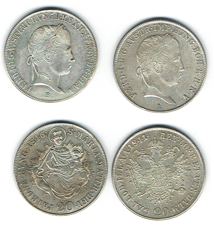  SZAIVERT KAISERREICH ÖSTERREICH UNGARN FERDINAND I. 20 KREUZER WIEN KREMNITZ   