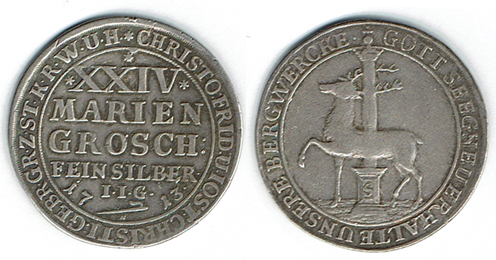  SZAIVERT ALTDEUTSCHLAND NEUFÜRSTEN STOLBERG JÜNGERE HAUPTLINIE XXIV MARIENGROSCHEN 1713 IIG   
