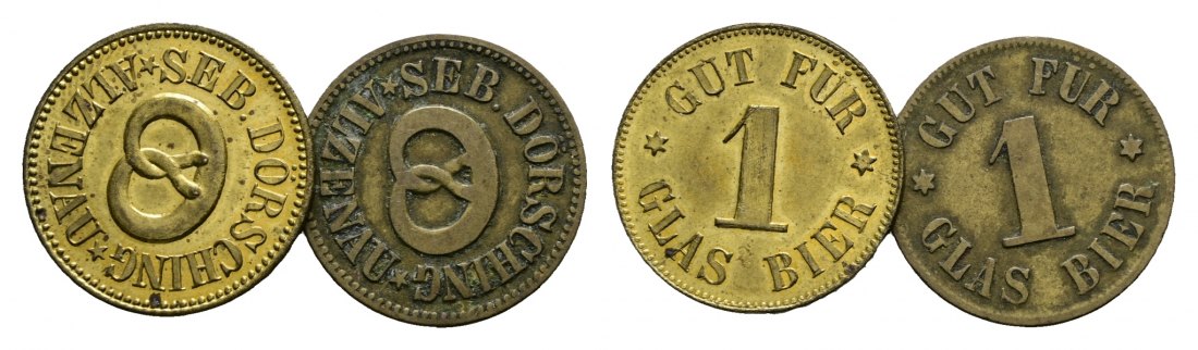  Bayern, Alzenau, Seb.Dörsching, Biermarken (2 Stück); Menzel 462   