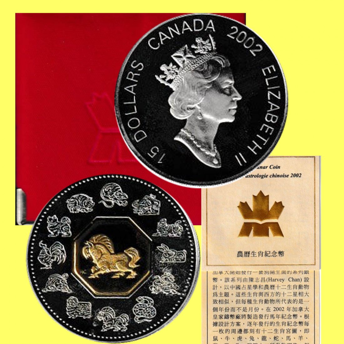  Kanada 15$-Silbermünze *Jahr des Pferdes* 2002 *PP* 1oz Silber 24kt verg. nur 59.395St!   