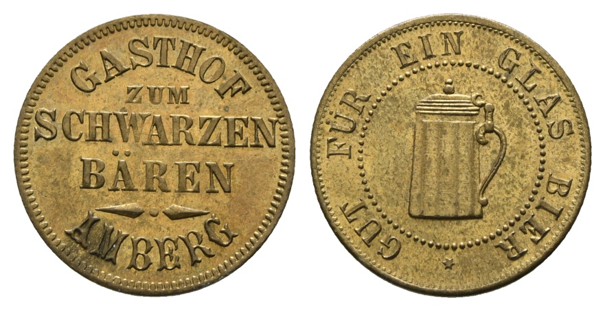  Bayern, Amberg, Gasthof zum Schwarzen Bären, Biermarke; Menzel 497   