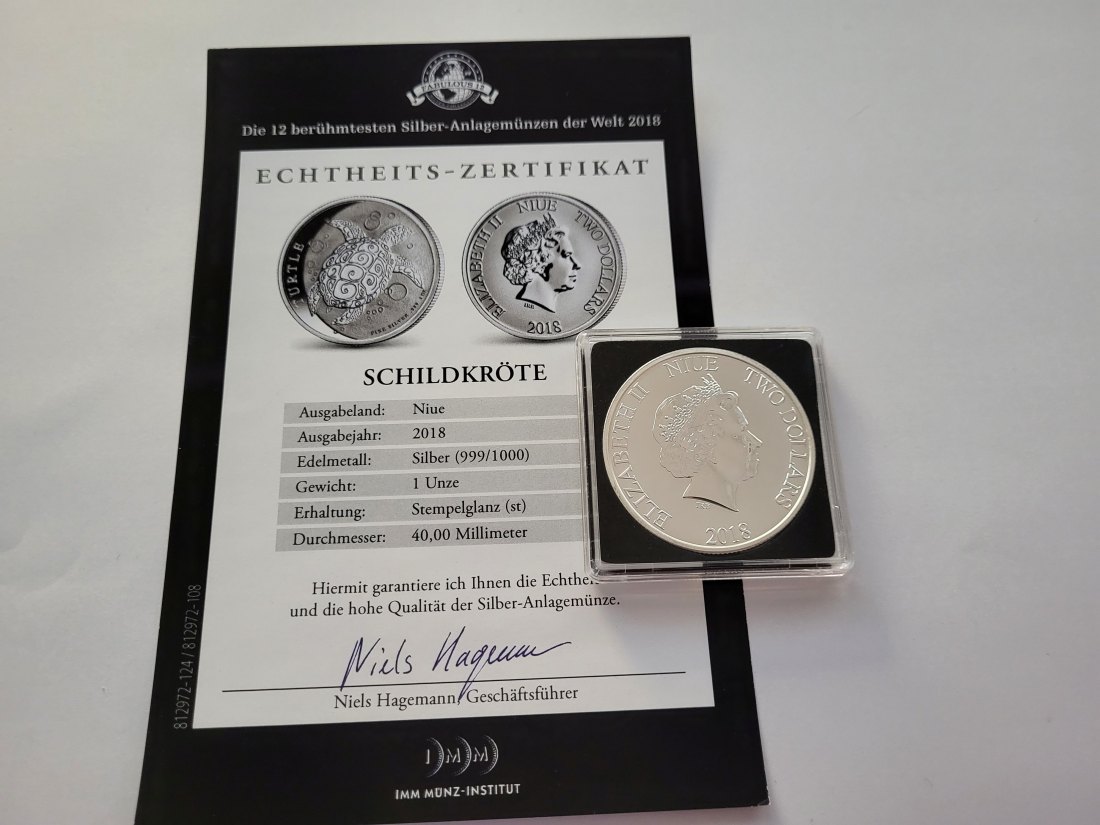  2 Dollars 2018 Schildkröte Turtle 1 Oz Silberunze Niue Spittalgold9800 (5455   