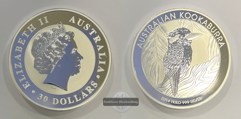  Australien 30 Dollar 2014 Kookaburra FM-Frankfurt Feinsilber: 1kg   