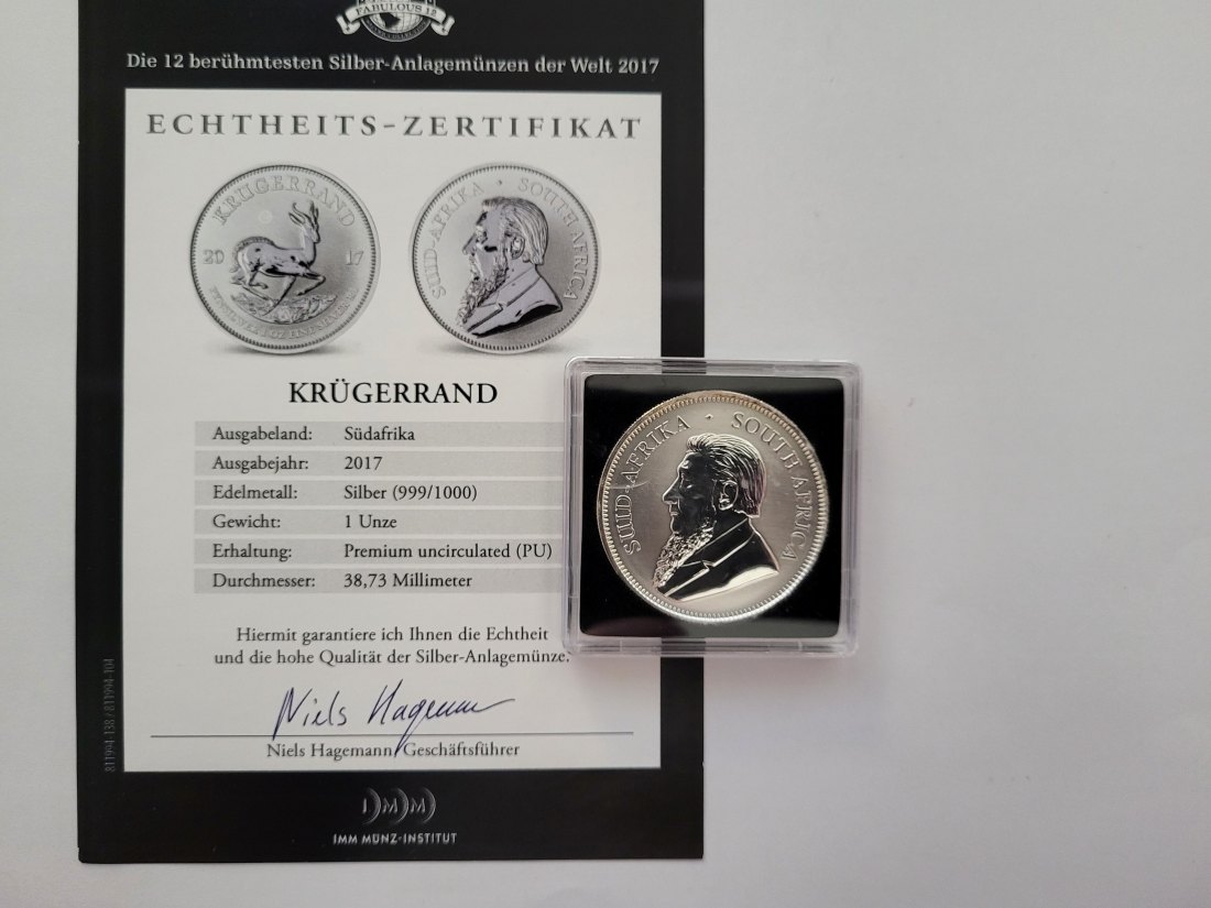  Krugerrand 2017 1 Oz Die 12 berühmtesten Silbermünzen der We Südafrika Spittalgold9800 (5455   