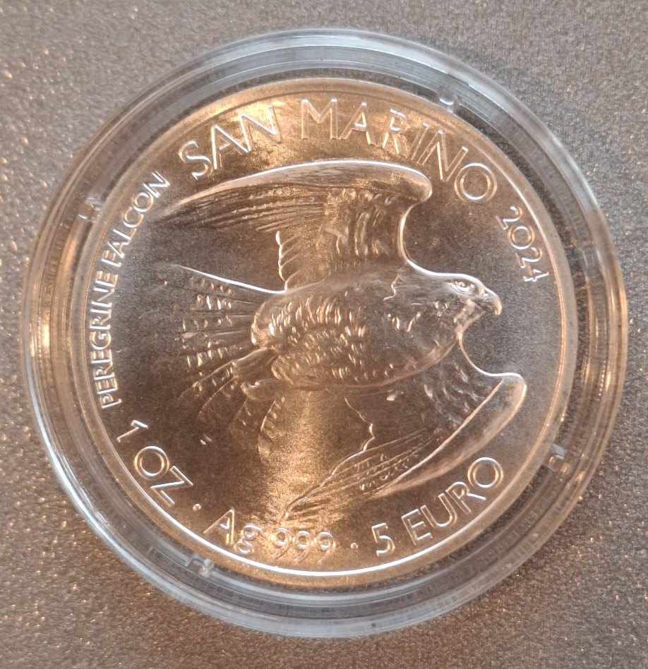  San Marino 5 Euro 2024 Wanderfalke 1. Anlagemünze  1 oz .999 Silber   