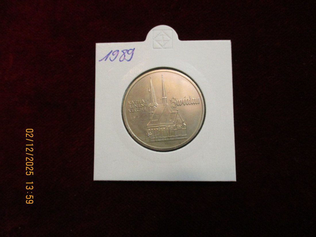  5 Mark DDR 1989 Katharinenkirche Zwickau  Metall: (K-N-Zk) Gewicht: 9,6 Gramm   