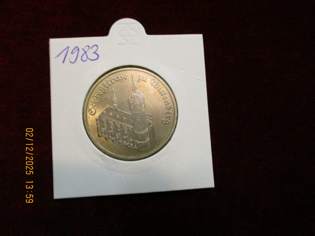  5 Mark DDR 1983 Schlosskirche zu Wittenberg  Metall: (K-N-Zk) Gewicht: 9,6 Gramm   