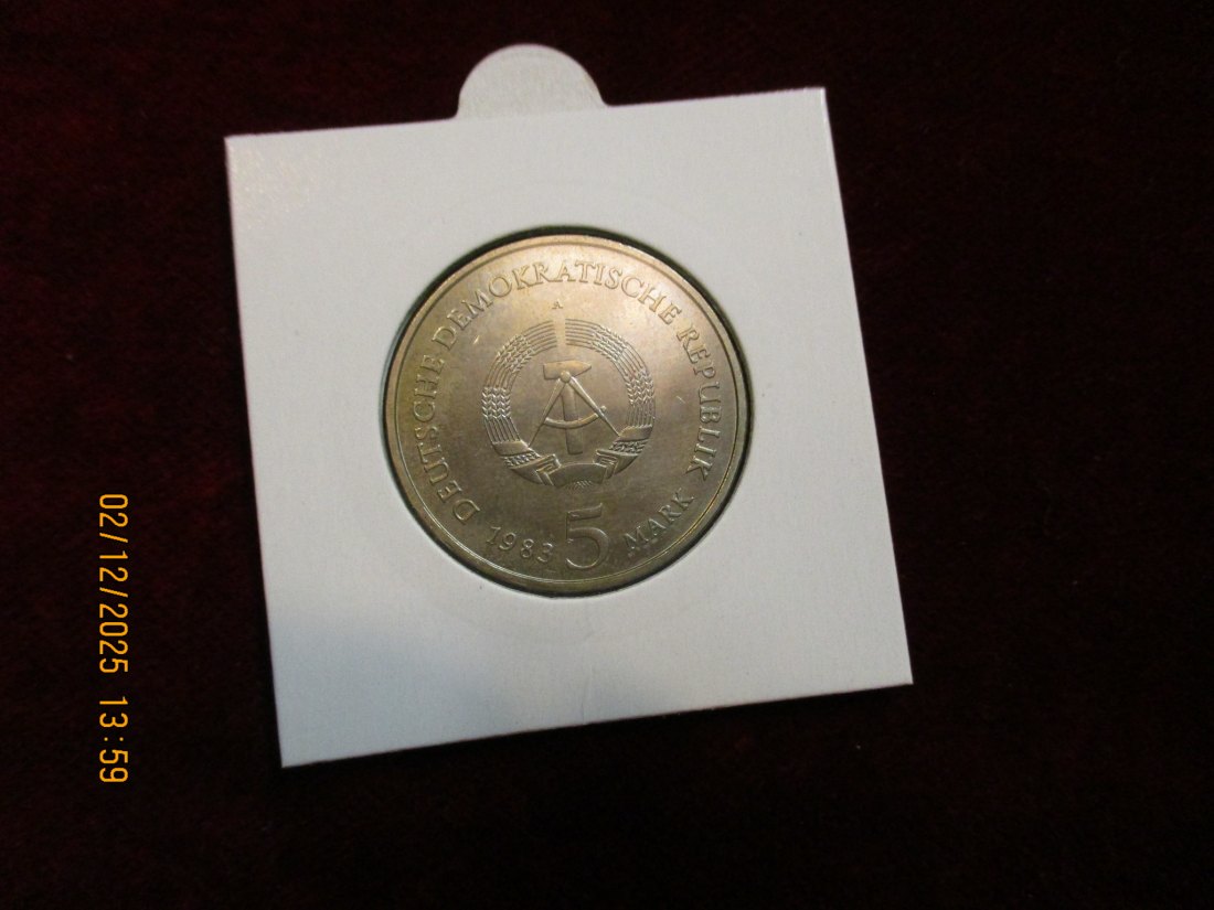  5 Mark DDR 1983 Schlosskirche zu Wittenberg  Metall: (K-N-Zk) Gewicht: 9,6 Gramm   