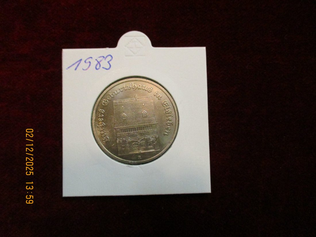  5 Mark DDR 1983 Luthers Geburtshaus  Metall: (K-N-Zk) Gewicht: 9,6 Gramm   