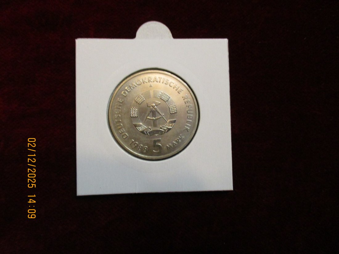  5 Mark DDR 1988 Saxonia  Metall: (K-N-Zk) Gewicht: 9,6 Gramm   