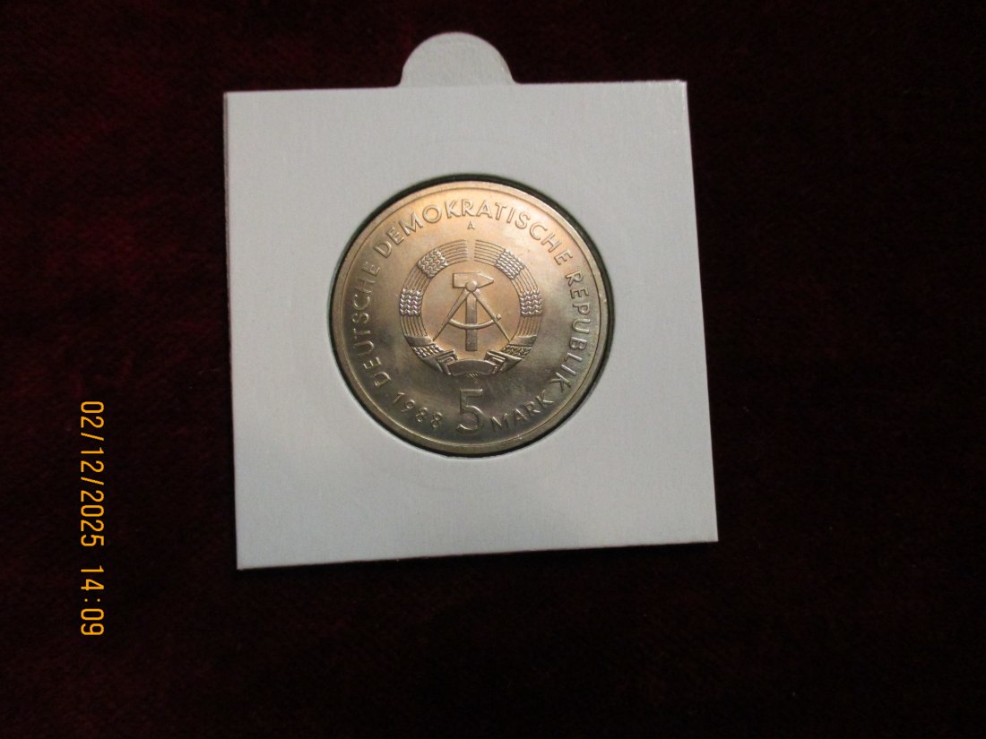  5 Mark DDR 1988 Überseehafen Rostock  Metall: (K-N-Zk) Gewicht: 9,6 Gramm   