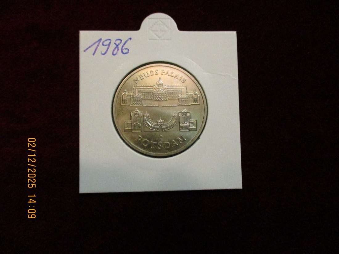  5 Mark DDR 1986 Neues Palais Potsdam  Metall: (K-N-Zk) Gewicht: 9,6 Gramm   