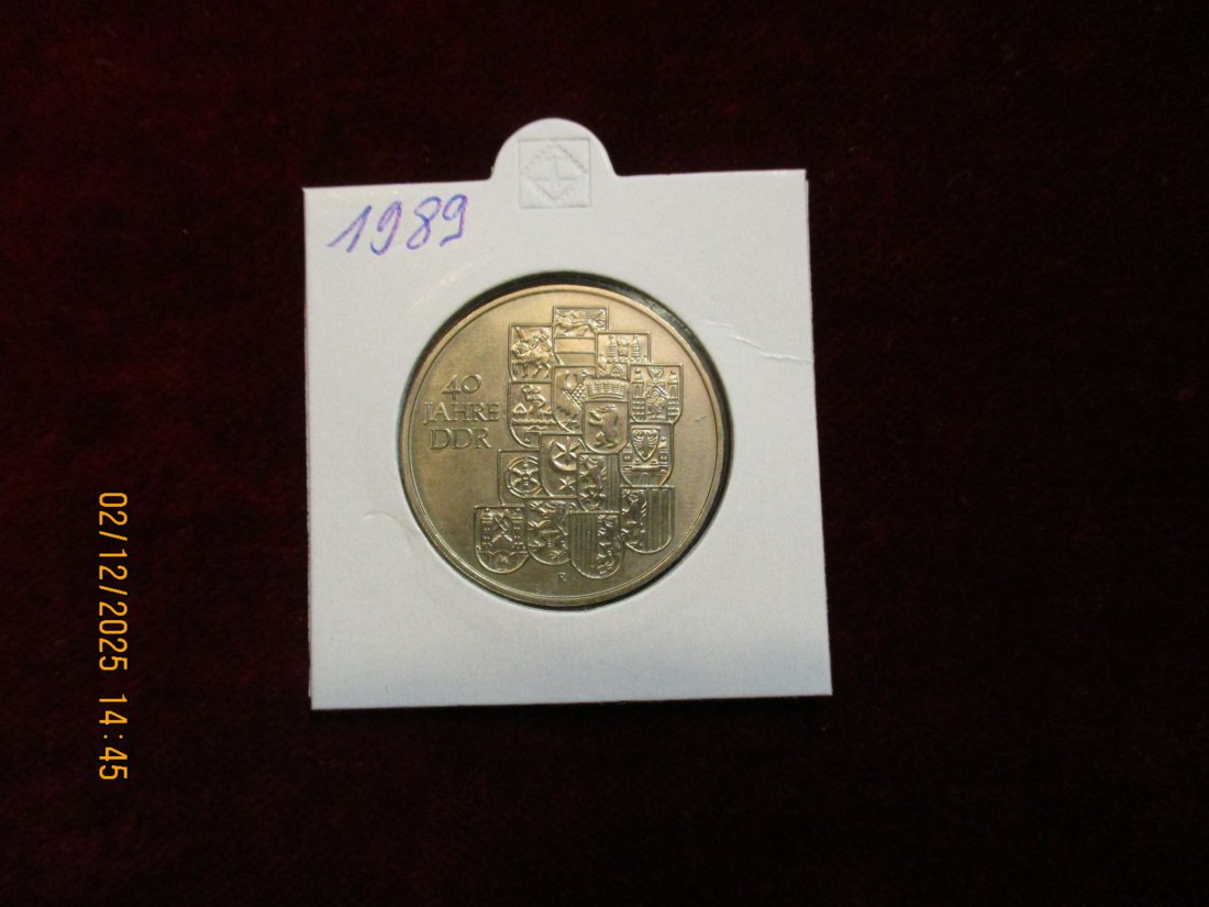 10 Mark DDR 1989 - 40 Jahre DDR  Metall: (K-N-Zk) Gewicht: 12 Gramm   