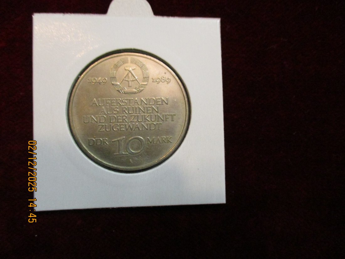 10 Mark DDR 1989 - 40 Jahre DDR  Metall: (K-N-Zk) Gewicht: 12 Gramm   