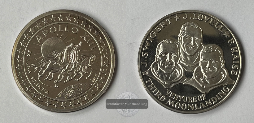  USA Medal Apollo XIII Venture of Third Moon Landing FM-Frankfurt Feinsilber: 14,76g   