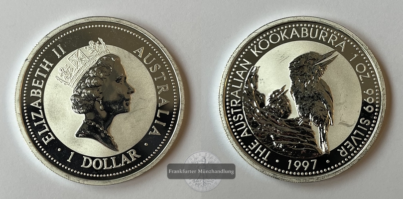  Australien 1 Dollar 1997 Kookaburra KM#318 FM-Frankfurt Feinsilber: 31,06g   