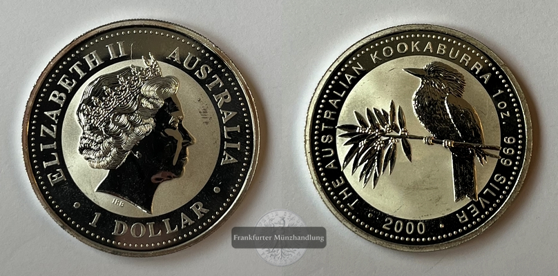  Australien 1 Dollar 2000 Kookaburra KM#416 FM-Frankfurt  Feingewicht: 31,06g   