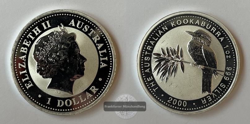  Australien 1 Dollar 2000 Kookaburra KM#416 FM-Frankfurt  Feingewicht: 31,06g   