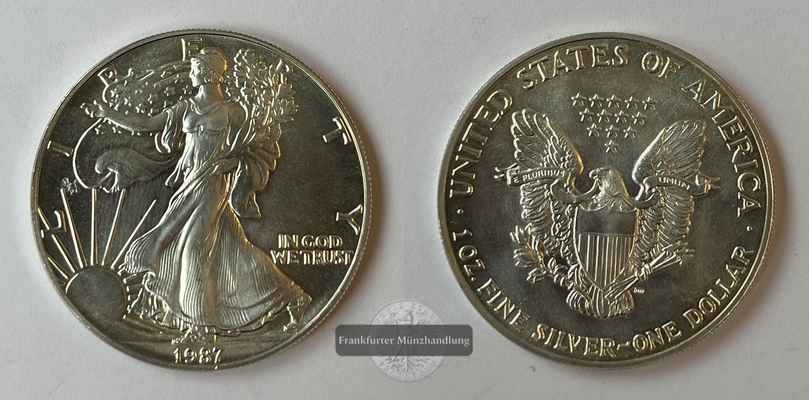  USA 1 Dollar 1987 Walking Liberty KM#273 FM-Frankfurt Feinsilber: 31,06g   