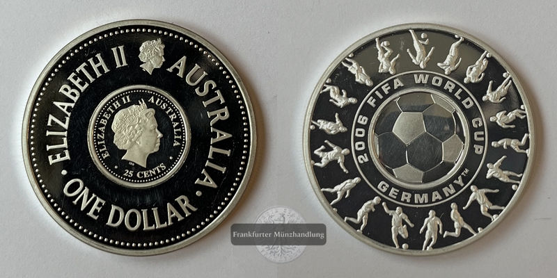  Australien  1,25 Dollar 2006  FIFA Fußball WM Deutschland 2006  FM-Frankfurt  Feingewicht: 31,06g   