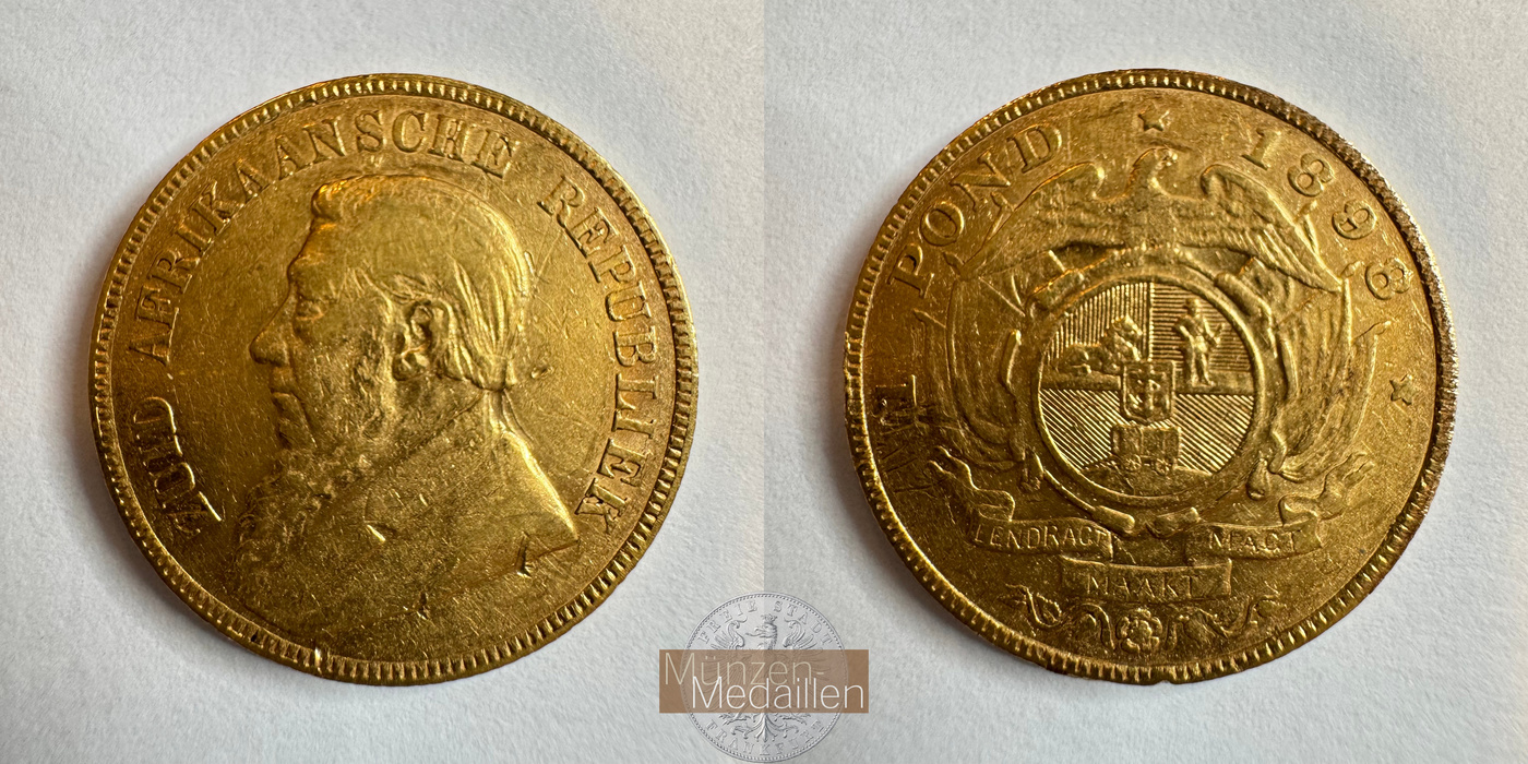  Süd Afrika 1 Pond Kruger Pond 1898 (1892-1900) MM-Frankfurt KM#10 Feingold: 7,327g   