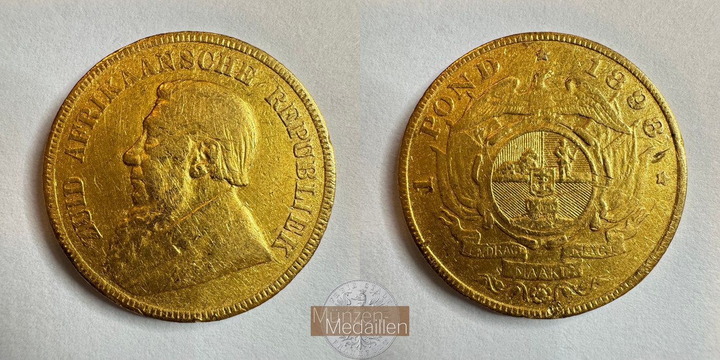  Süd Afrika 1 Pond Kruger Pond 1898 (1892-1900) MM-Frankfurt KM#10 Feingold: 7,226g   