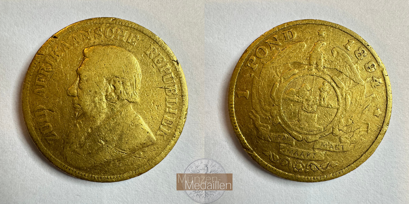  Süd Afrika 1 Pond Kruger Pond 1894 (1892-1900) MM-Frankfurt KM#10 Feingold: 7,153g   