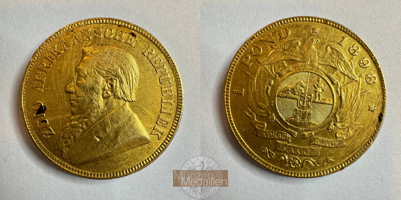  Süd Afrika 1 Pond Kruger Pond 1898 (1892-1900) MM-Frankfurt KM#10 Feingold: 7,327g   