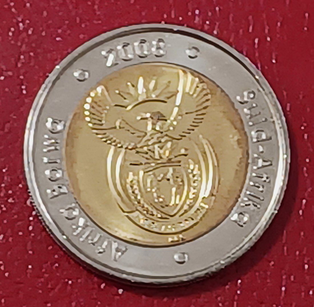  2008 South Africa BU UNC Nelson Mandela 90th Birthday Bimetallic Five Rand R5   