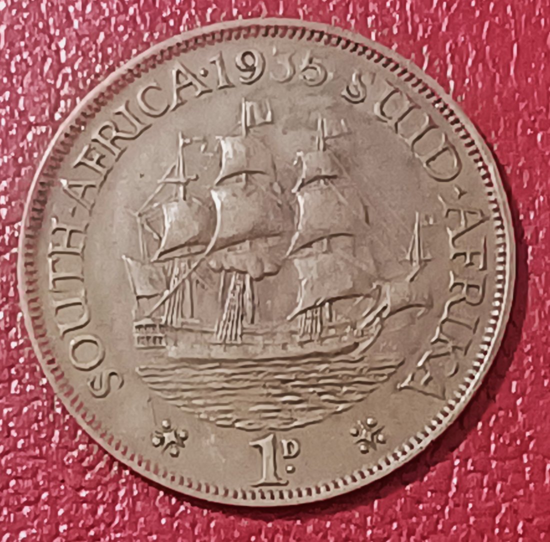  1935 South Africa Dromedaris George V One Penny 1D   