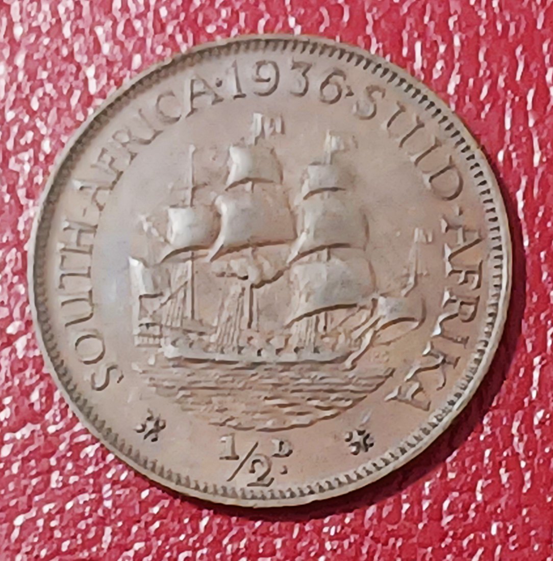  1936 South Africa Dromedaris Ship George V Half Penny 1⁄2D   