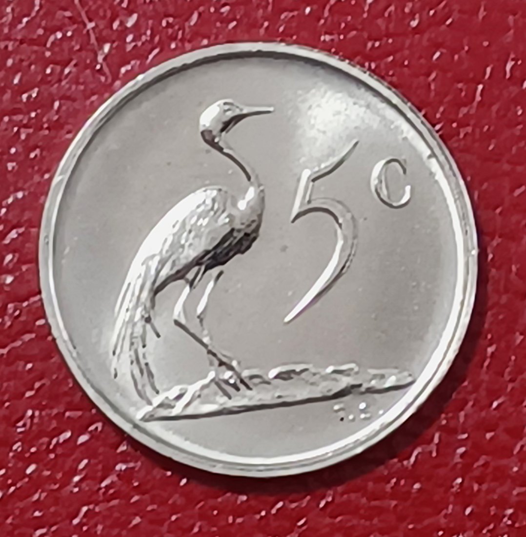  1977 South Africa PROOF Blue Crane Five Cents 5c Mintage 19,000   