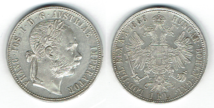  SZAIVERT KAISERREICH ÖSTERREICH FRANZ JOSEPH GULDEN 1888 WIEN   