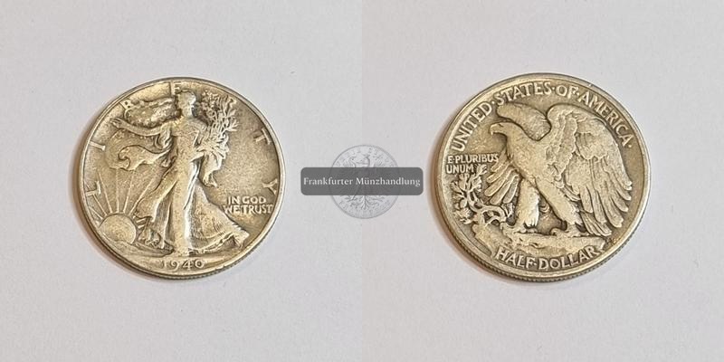  USA Half Dollar 1940 Walking Liberty FM-Frankfurt Feinsilber: 11,25g   