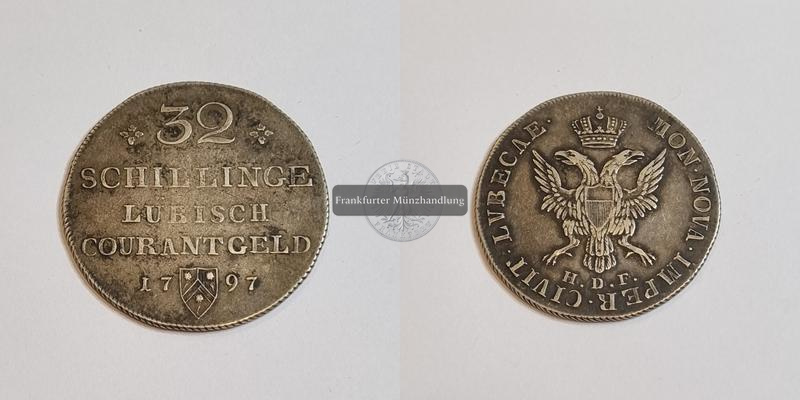  Deutschland Lübeck 32 Schillinge 1797 FM-Frankfurt Feinsilber: 16,38g   