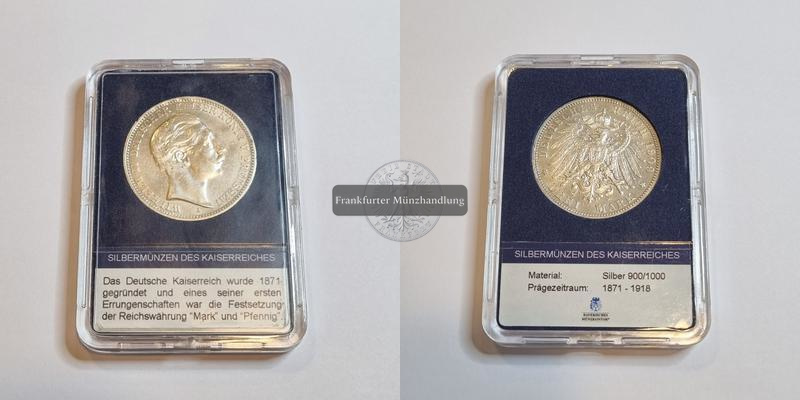  Deutsches Kaiserreich Preussen Wilhelm II. 1888-1918 3 Mark 1909 A FM-Frankfurt Feinsilber: 15g   