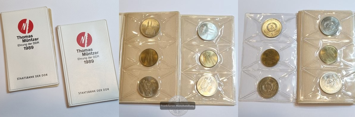  Deutschland (DDR) 5 Mark 1989 KMS Thomas Müntzer LOT 2 Sets FM-Frankfurt   
