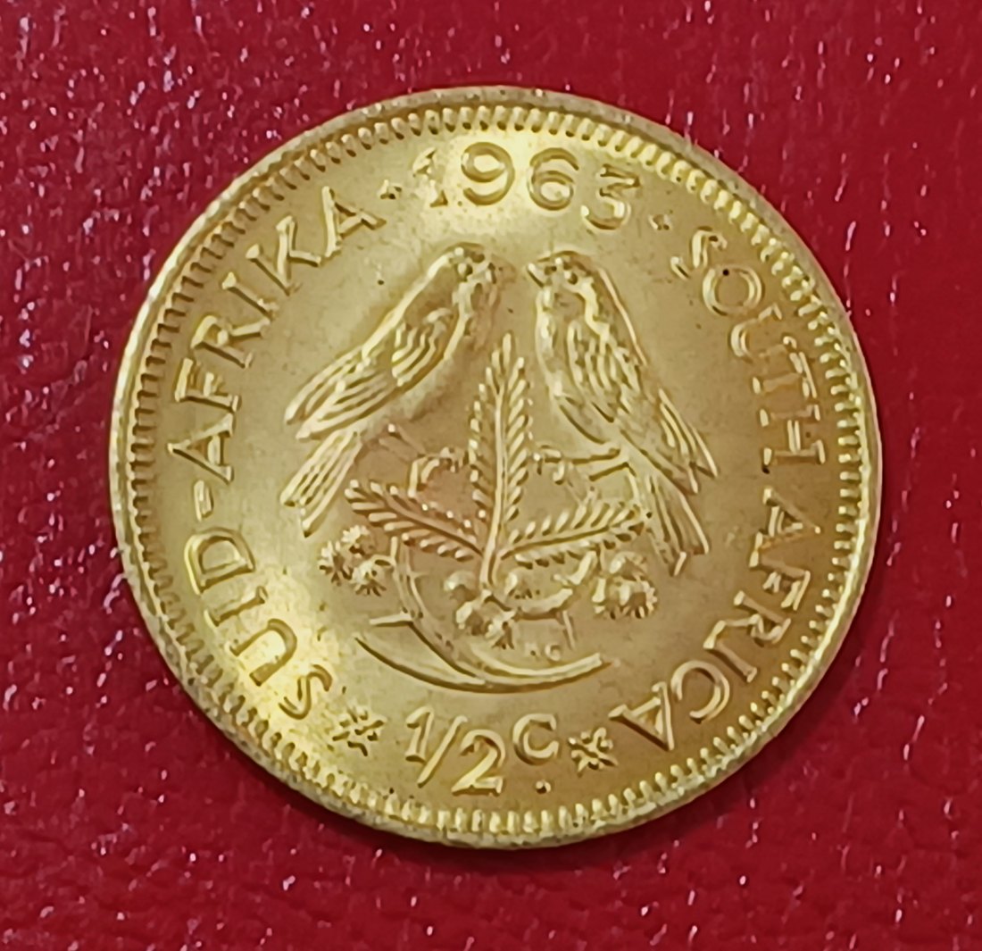 1963 South Africa Proof Van Riebeeck Wagon Half Cent Mintage 4,025