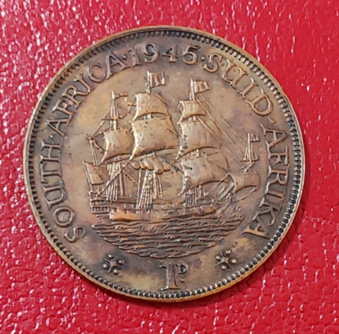  1945 South Africa Dromedaris George VI One Penny 1D   