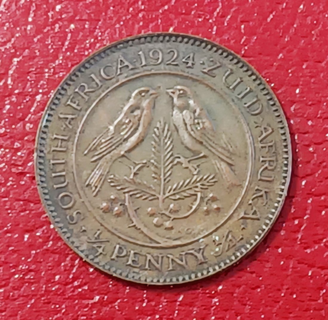  1924 South Africa Sparrows George V Quarter Penny ¼P MINTAGE 94,383   