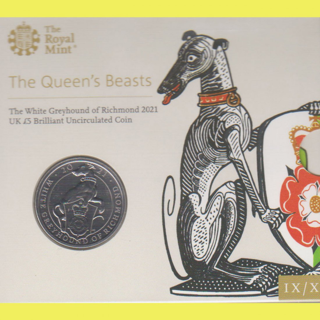  Großbritannien 5-Pfund-SM *The Queen`s Beasts - The White Greyhound of Richmond* 2021   