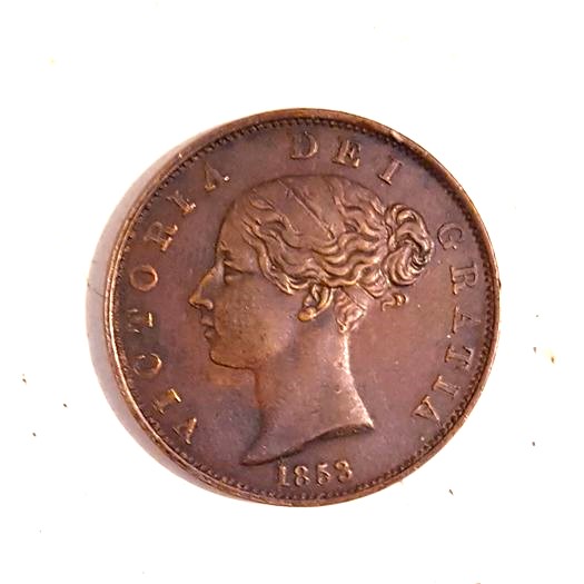 GB/UK 1853 Victoria 1 Penny in VZGL.!